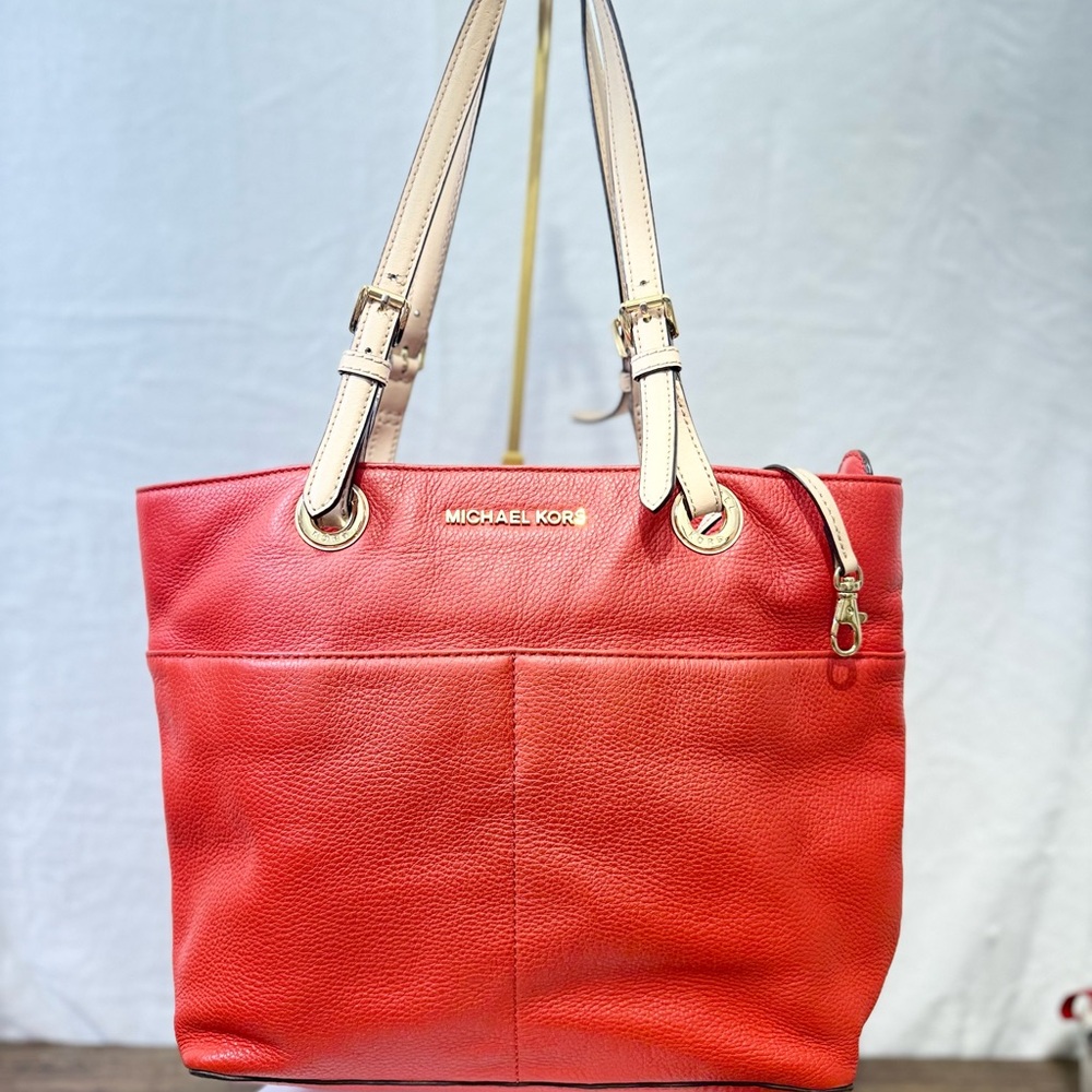 Michael Kors orange  and Cream Tote with Metal Hardware